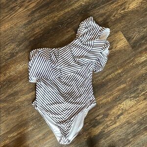 Striped One-Shoulder Swimsuit